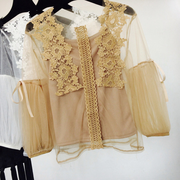 Дамска ефирна риза с дантела в три цвята