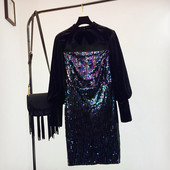 Rochie de dama de iarna eleganta cu paiete