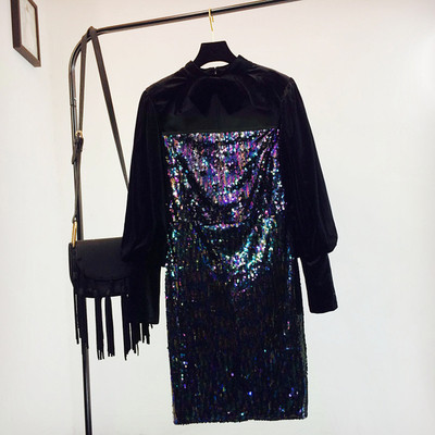 Rochie de dama de iarna eleganta cu paiete