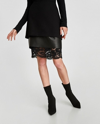 Μοντέρνα γυναικεία φούστα με μαύρη δαντέλα