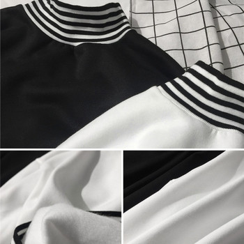 Καθημερινή ανδρική μπλούζα φθινοπώρου-χειμώνα σε λευκό μαύρο με κολάρο 