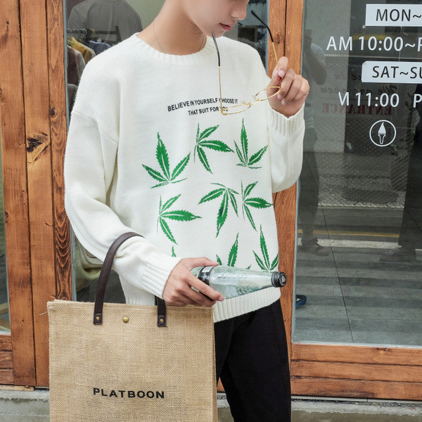 Ежедневен мъжки пуловер с принт 