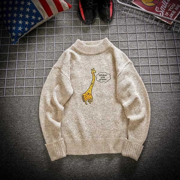 Ежедневен зимен мъжки пуовер с поло яка и декорация