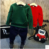 Спортно-ежедневен детски пуловер за момчета с О-образна яка в два цвята