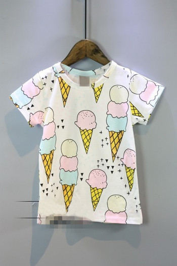Ежедневна тениска  за момичета с апликация на сладолед 