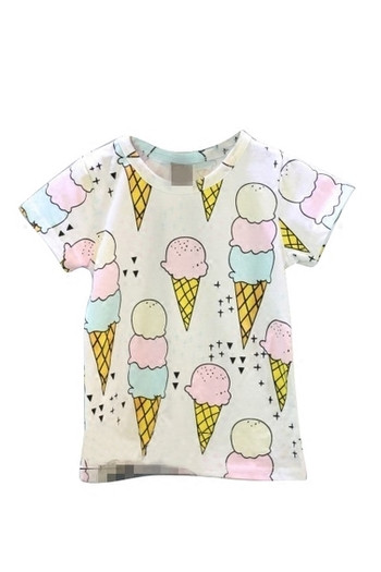 Ежедневна тениска  за момичета с апликация на сладолед 