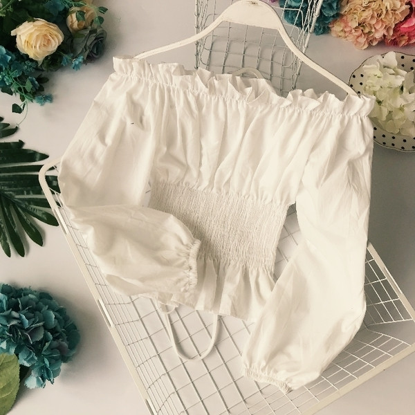 Спортно-елегантна дамска риза с паднали рамене и корсет в няколко цвята