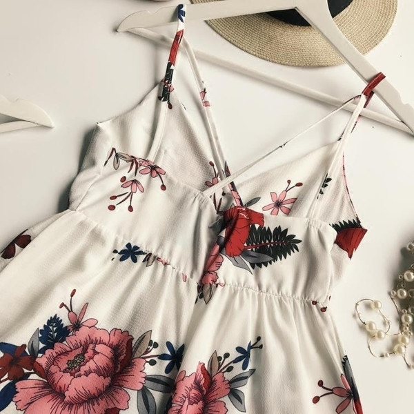 Модерен дамски гащеризон с флорален мотив в три цвята