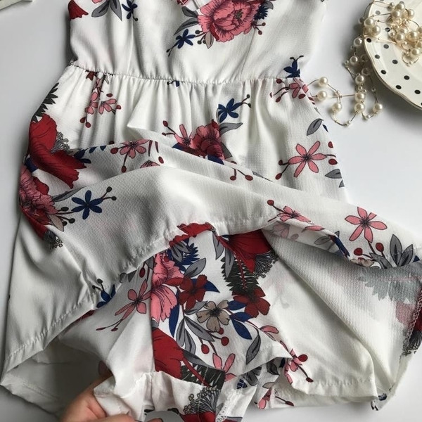 Модерен дамски гащеризон с флорален мотив в три цвята