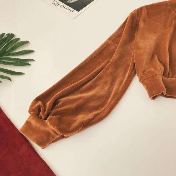 Къса кадифена дамска блуза в три цвята