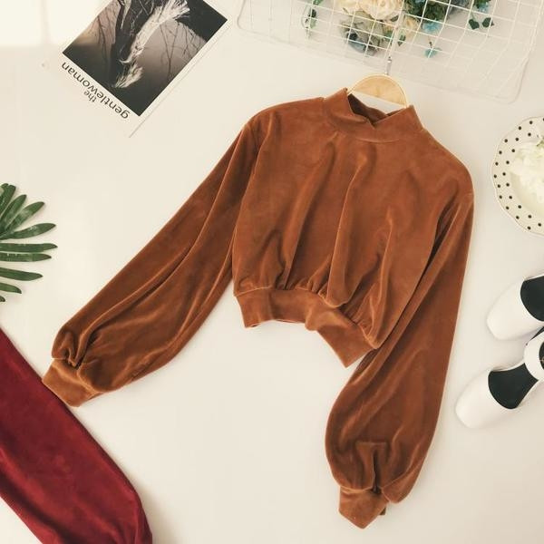 Къса кадифена дамска блуза в три цвята