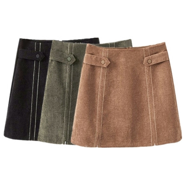 Семпла къса дамска пола в три цвята