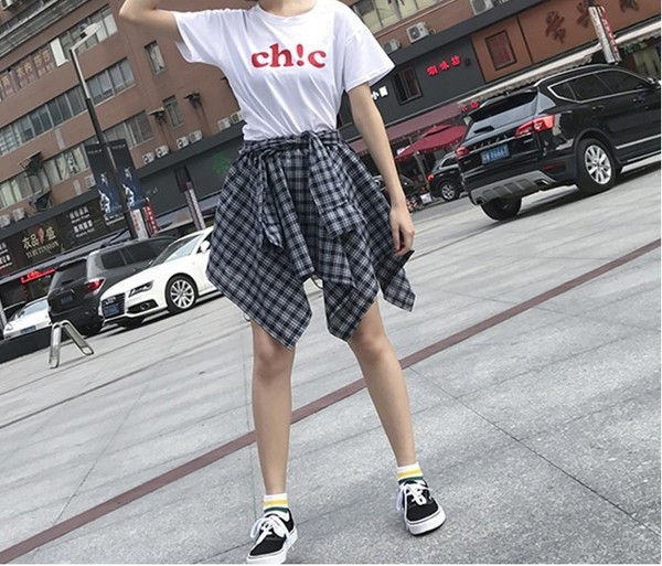 Спортна дамска пола тип риза на каре