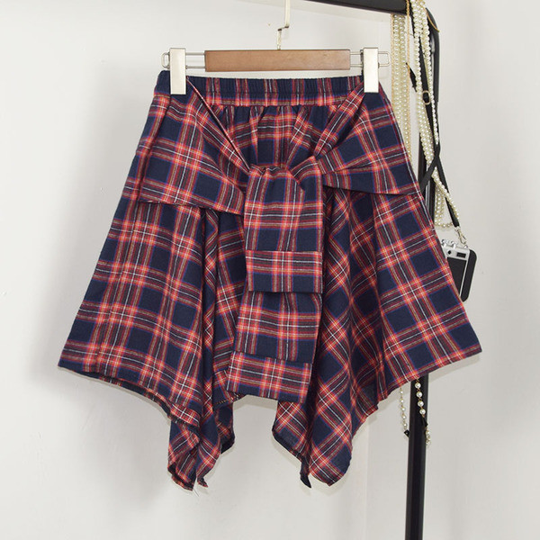 Спортна дамска пола тип риза на каре