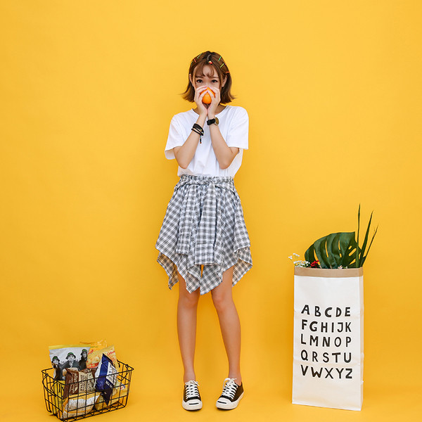 Спортна дамска пола тип риза на каре