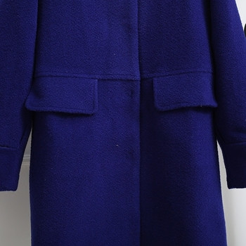 Стилно дамско палто с пух в син цвят