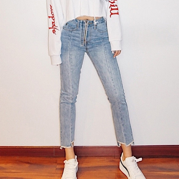 Стилни дамски дънки с 9/10 дължина 