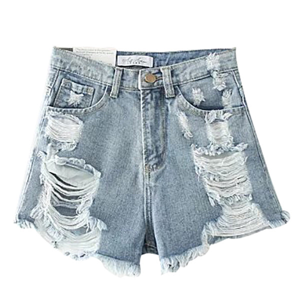 Стилни накъсани къси панталони за дамите с висока талия