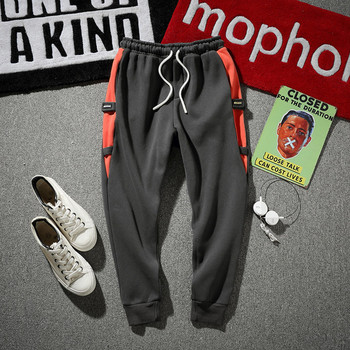 Спортни ежедневни мъжки панталони с цветен кант в сив и черен цвят