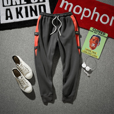 Pantaloni sport casual pentru bărbați, cu margini colorate în gri și negru