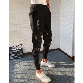 Αθλητικά κομψά αντρικά παντελόνια με πολύχρωμο αποτέλεσμα και δεσμούς