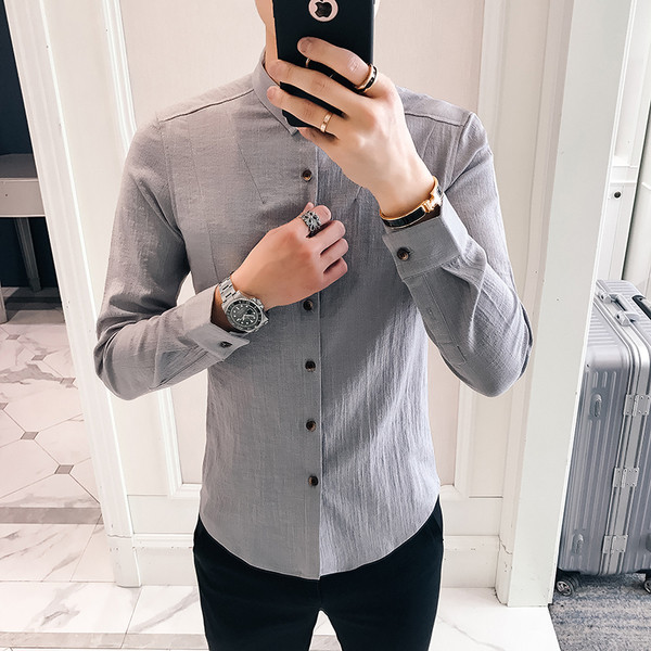 Стилна мъжка риза тип слим в няколко цвята 