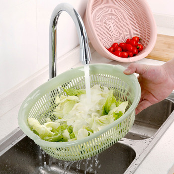 Διπλό πλαστικό καλάθι για άνετο και εύκολο πλύσιμο φρούτων και λαχανικών