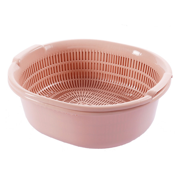 Двойна пластмасова кошница за удобно и лесно измиване на плодове и зеленчуци