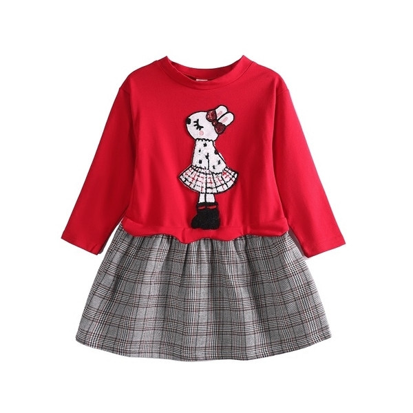 Παιδικό φόρεμα για κορίτσια με κεντήματα και κολάρο σε σχήμα O