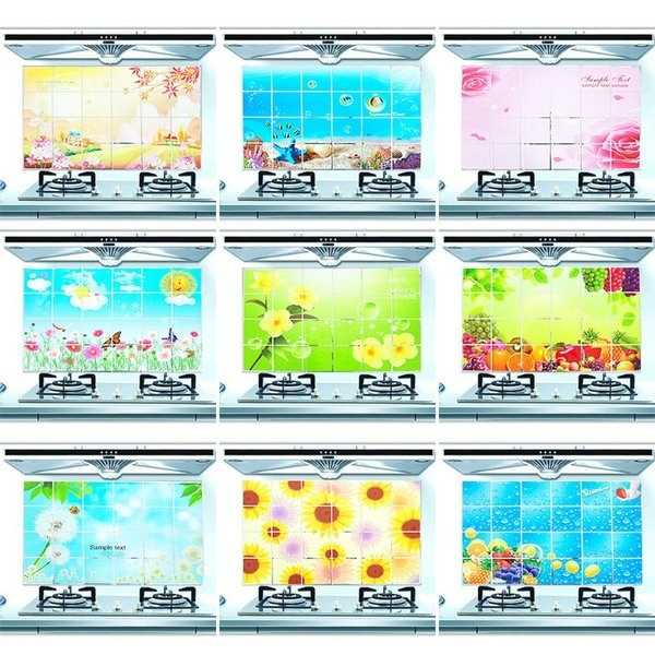 Голям 60х90 залепващ се стикер , предпазващ стената от мазните пръски - много цветове