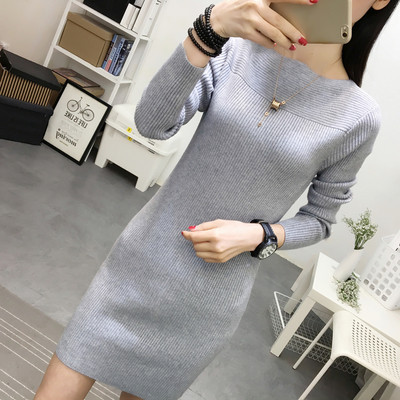 Rochie casual de primavara-toamna cu guler in forma de O in diferite culori