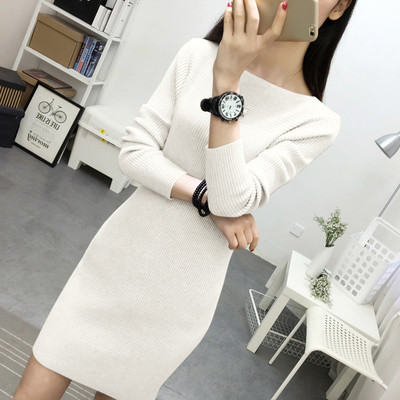 Rochie casual de primavara-toamna cu guler in forma de O in diferite culori