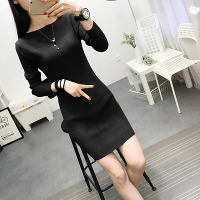 Rochie casual de primavara-toamna cu guler in forma de O in diferite culori