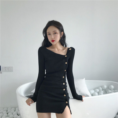 Rochie eleganta de dama cu nasturi in trei culori