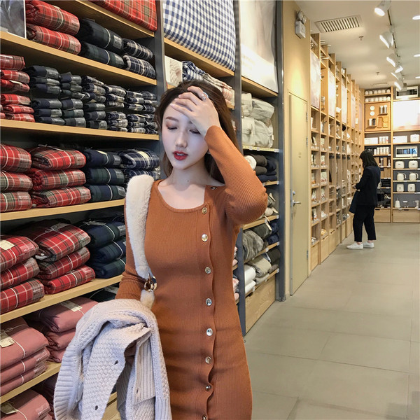 Κομψό γυναικείο φόρεμα με κουμπιά σε τρία χρώματα