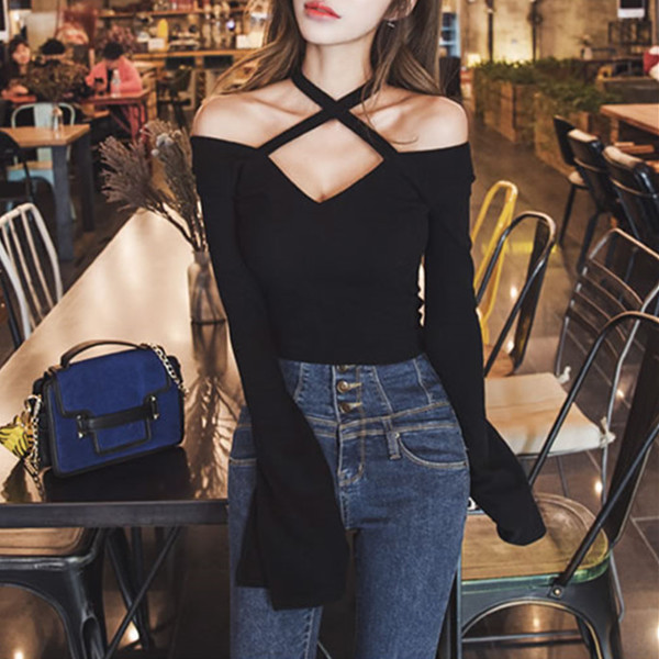 Κομψή γυναικεία μπλούζα με καθαρό μοτίβο με χαλαρούς ώμους και φαρδιά μανίκια