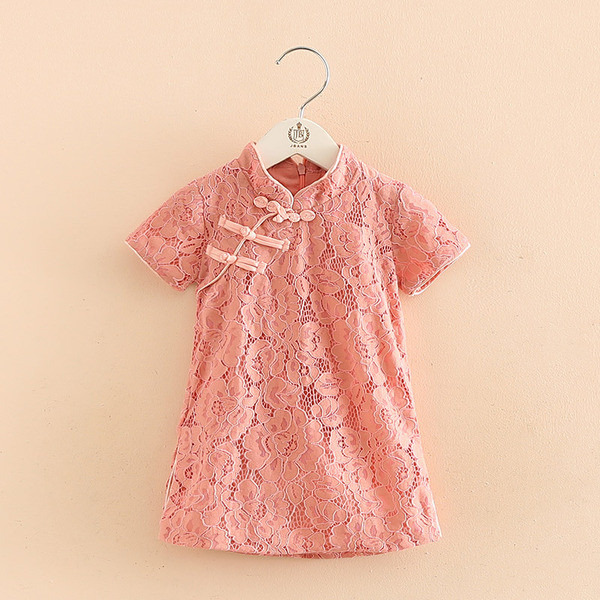 Draguta rochie casual pentru copii pentru fete imbracata cu dantela in doua culori