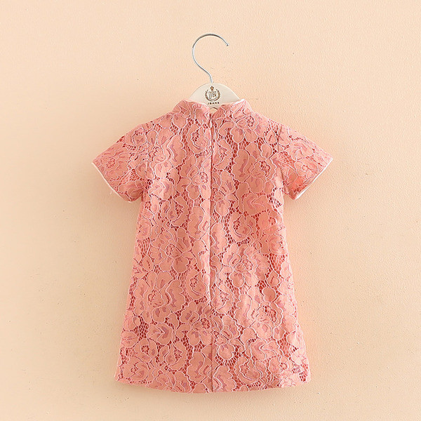 Draguta rochie casual pentru copii pentru fete imbracata cu dantela in doua culori