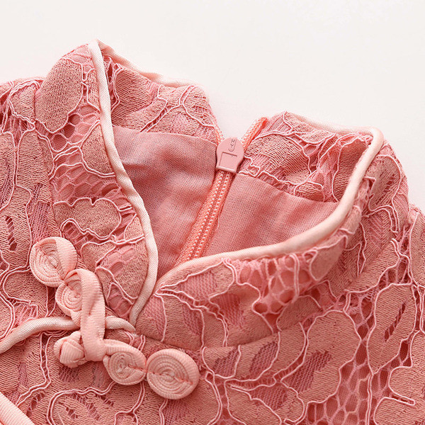 Draguta rochie casual pentru copii pentru fete imbracata cu dantela in doua culori