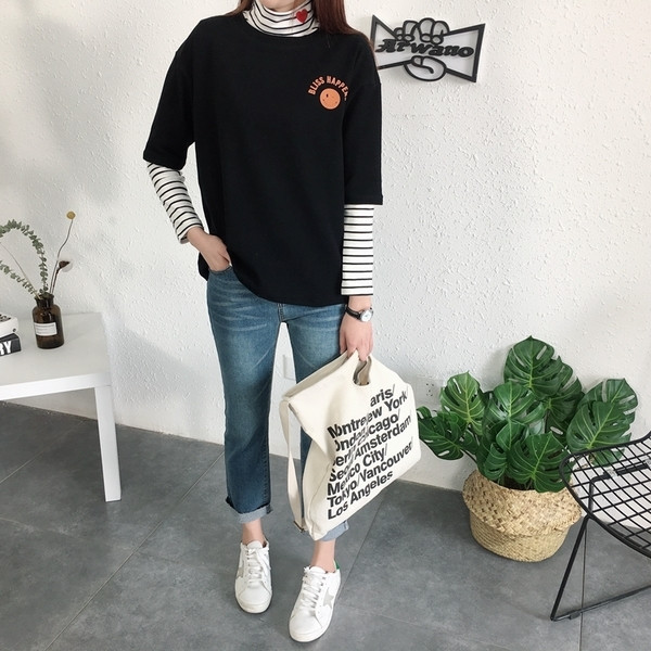 Bluza casual dama cu maneci 3/4 si imprimeu