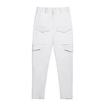 Изчистен мъжки панталон тип потур със странични джобове в бял и черен цвят