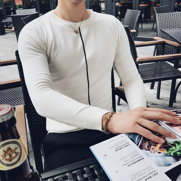 Bluză casual pentru bărbați cu fermoar imitație în trei culori