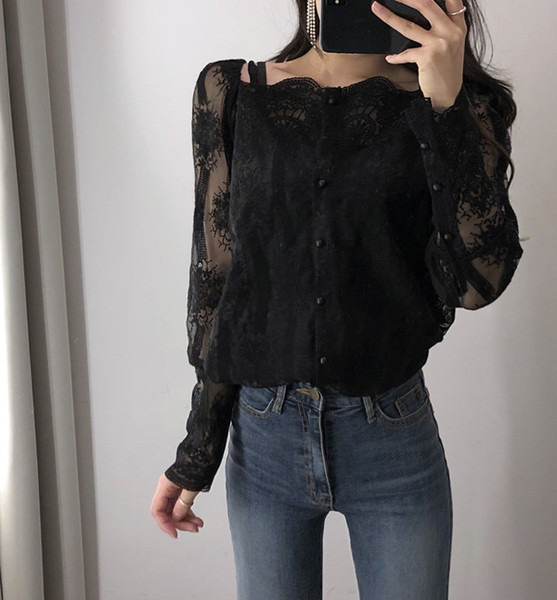 Modern női csipkeblúz két színben