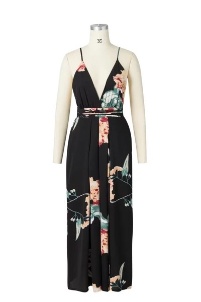 Nyári női hosszú overall virágos motívummal