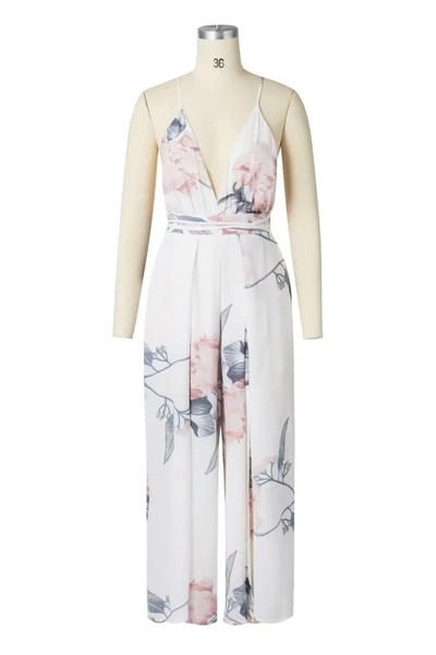 Nyári női hosszú overall virágos motívummal