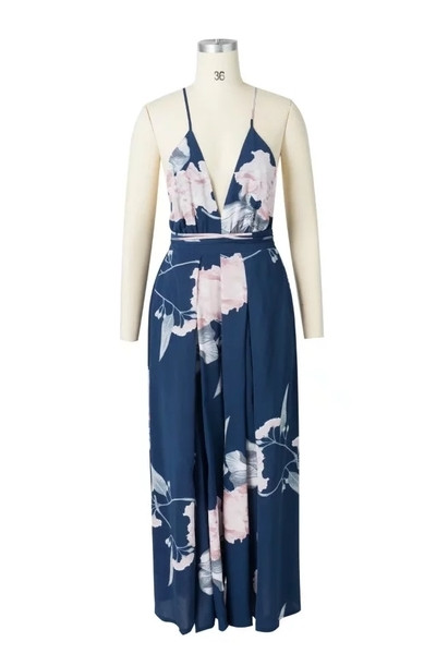 Nyári női hosszú overall virágos motívummal