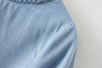 Ежедневна дамска тениска с 2/4 ръкави в син цвят