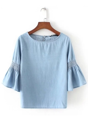 Γυναικείο μπλουζάκι με μανίκια 2/4 σε μπλε χρώμα