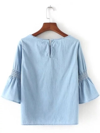 Γυναικείο μπλουζάκι με μανίκια 2/4 σε μπλε χρώμα