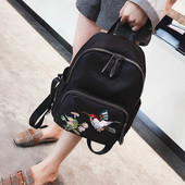 Rucsac de damă cu broderie, potrivit pentru utilizarea de zi cu zi în negru